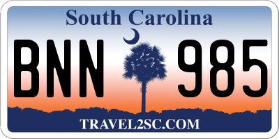 SC license plate BNN985