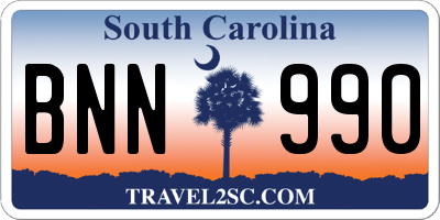 SC license plate BNN990