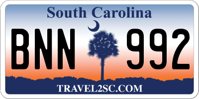 SC license plate BNN992