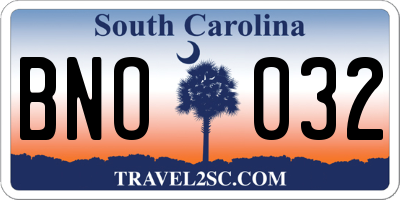 SC license plate BNO032