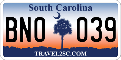SC license plate BNO039