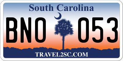 SC license plate BNO053