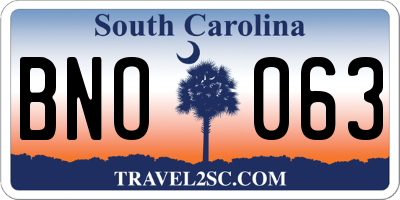 SC license plate BNO063