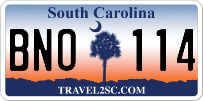 SC license plate BNO114