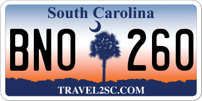 SC license plate BNO260