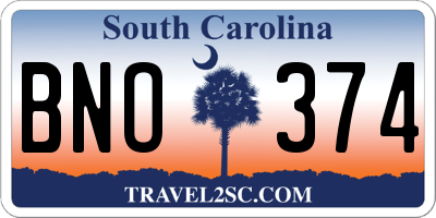 SC license plate BNO374