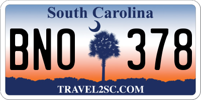 SC license plate BNO378