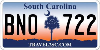 SC license plate BNO722