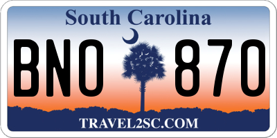SC license plate BNO870