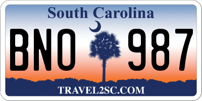 SC license plate BNO987