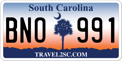 SC license plate BNO991