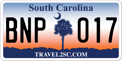 SC license plate BNP017