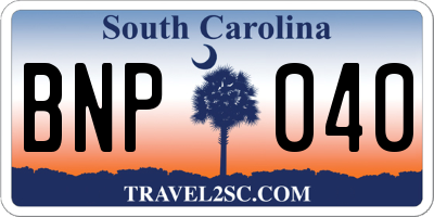 SC license plate BNP040