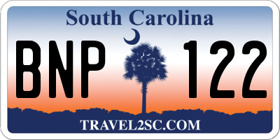 SC license plate BNP122