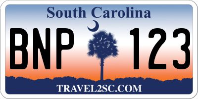 SC license plate BNP123