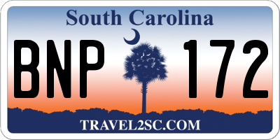 SC license plate BNP172