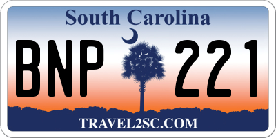 SC license plate BNP221