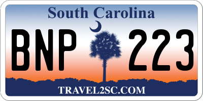 SC license plate BNP223