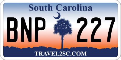 SC license plate BNP227