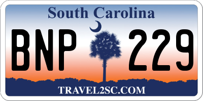 SC license plate BNP229