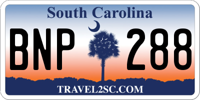 SC license plate BNP288