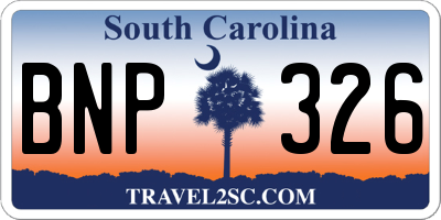 SC license plate BNP326