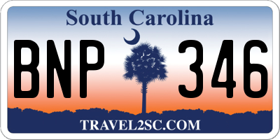 SC license plate BNP346