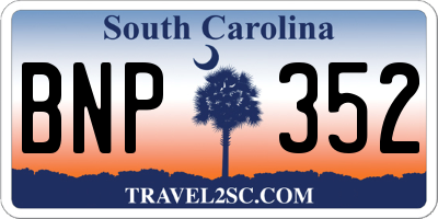 SC license plate BNP352