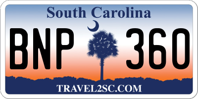 SC license plate BNP360
