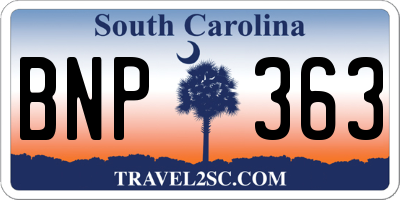 SC license plate BNP363