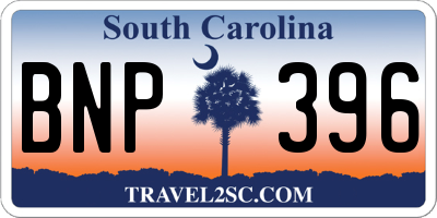 SC license plate BNP396