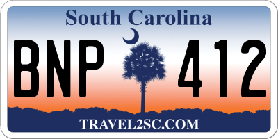 SC license plate BNP412