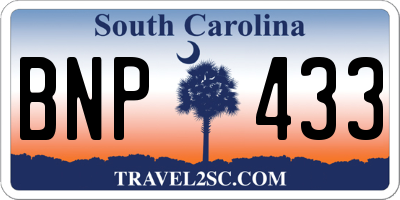 SC license plate BNP433