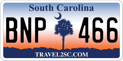 SC license plate BNP466