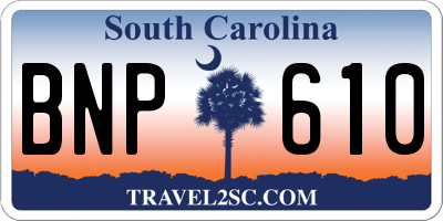 SC license plate BNP610