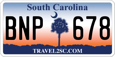 SC license plate BNP678