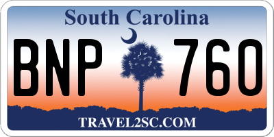 SC license plate BNP760