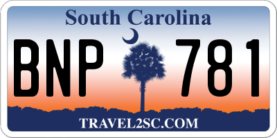 SC license plate BNP781