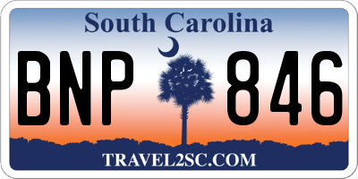 SC license plate BNP846