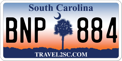 SC license plate BNP884