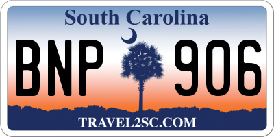 SC license plate BNP906