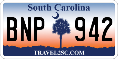 SC license plate BNP942