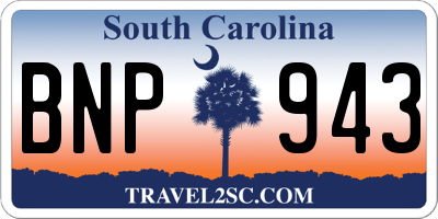 SC license plate BNP943