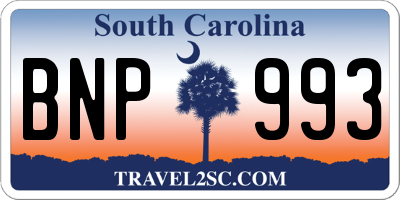 SC license plate BNP993