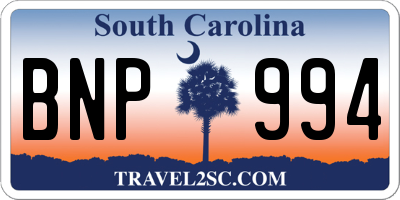 SC license plate BNP994
