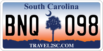 SC license plate BNQ098
