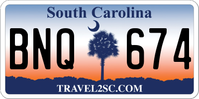 SC license plate BNQ674