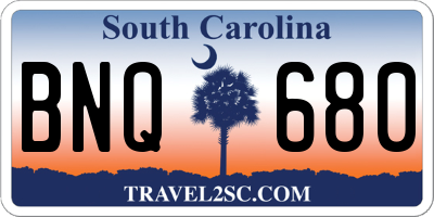 SC license plate BNQ680