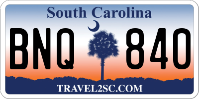 SC license plate BNQ840