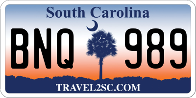 SC license plate BNQ989